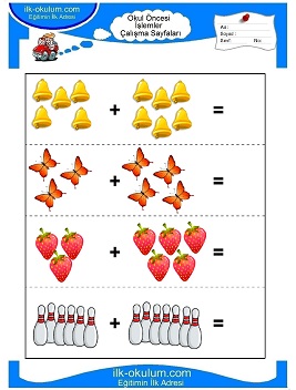 Çocuklar İçin toplam işlemi yaprak testleri 
